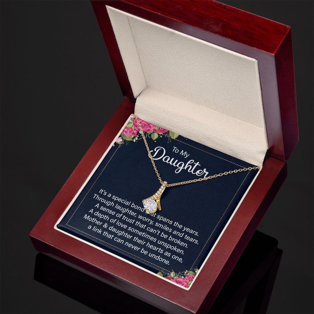 To My Daughter It's a Special Bond Alluring Ribbon Necklace Message Card-Express Your Love Gifts