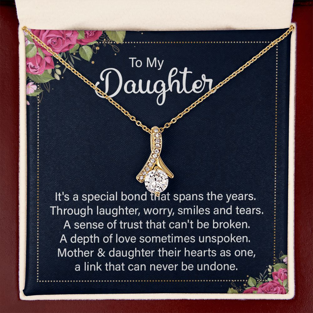 To My Daughter It's a Special Bond Alluring Ribbon Necklace Message Card-Express Your Love Gifts
