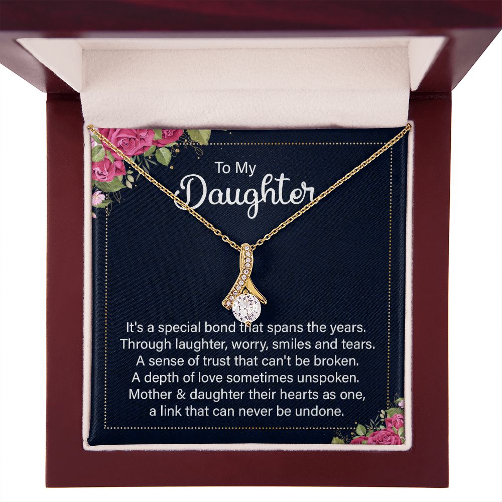 To My Daughter It's a Special Bond Alluring Ribbon Necklace Message Card-Express Your Love Gifts