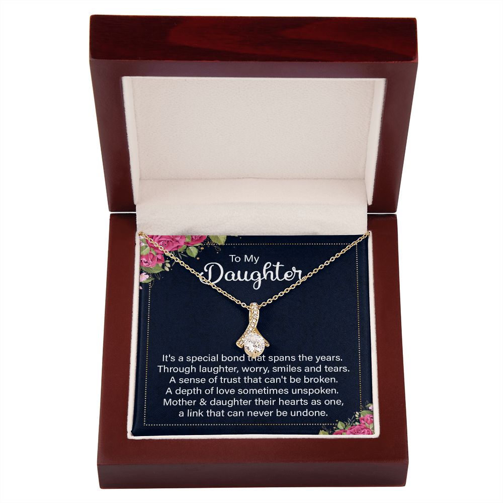 To My Daughter It's a Special Bond Alluring Ribbon Necklace Message Card-Express Your Love Gifts