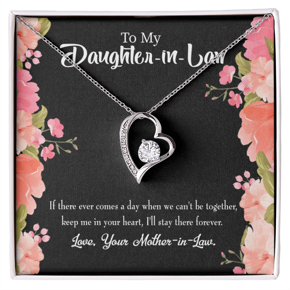 To My Daughter Keep in Heart From Mother-in-Law Forever Necklace w Message Card-Express Your Love Gifts
