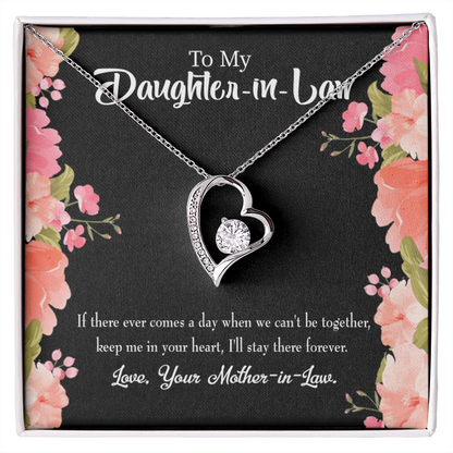 To My Daughter Keep in Heart From Mother-in-Law Forever Necklace w Message Card-Express Your Love Gifts