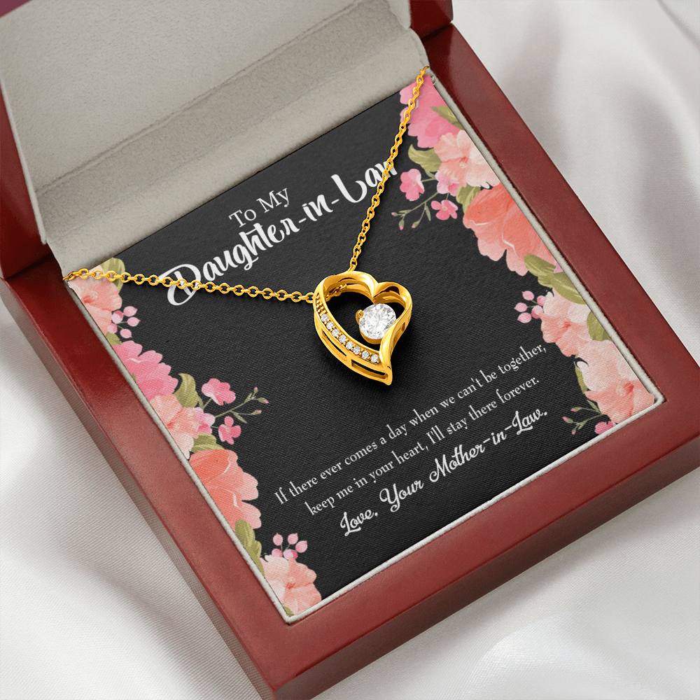 To My Daughter Keep in Heart From Mother-in-Law Forever Necklace w Message Card-Express Your Love Gifts