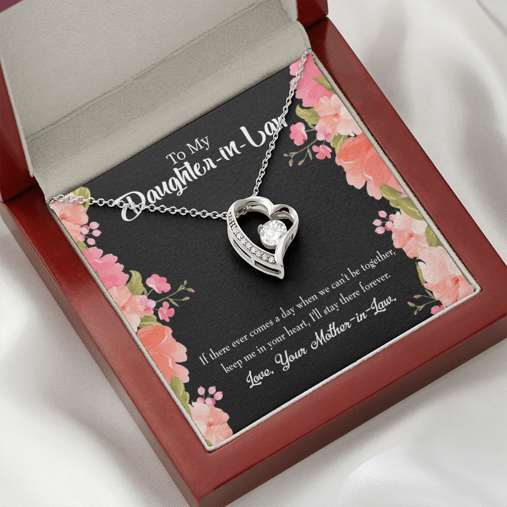To My Daughter Keep in Heart From Mother-in-Law Forever Necklace w Message Card-Express Your Love Gifts