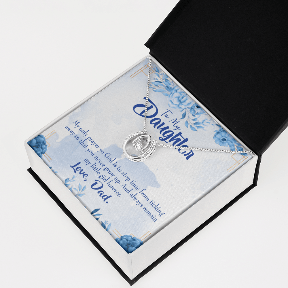 To My Daughter Little Girl Forever From Dad Lucky Horseshoe Necklace Message Card 14k w CZ Crystals-Express Your Love Gifts