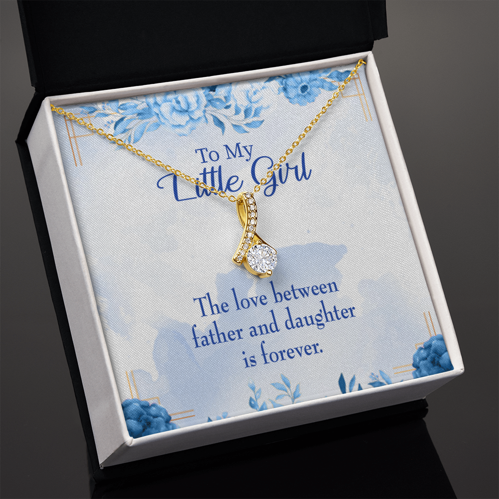 To My Daughter Love Between Father and Daughter Alluring Ribbon Necklace Message Card-Express Your Love Gifts