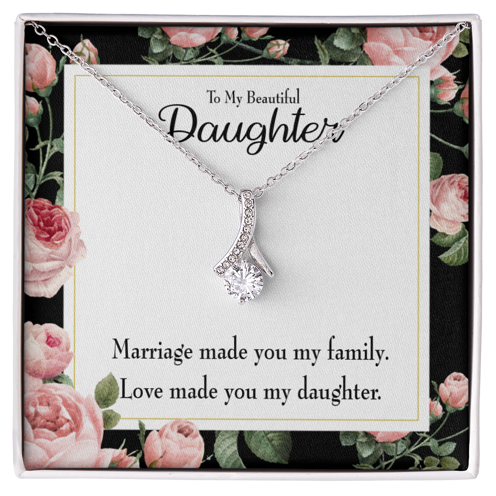 To My Daughter Love Made You My Daughter Alluring Ribbon Necklace Message Card-Express Your Love Gifts