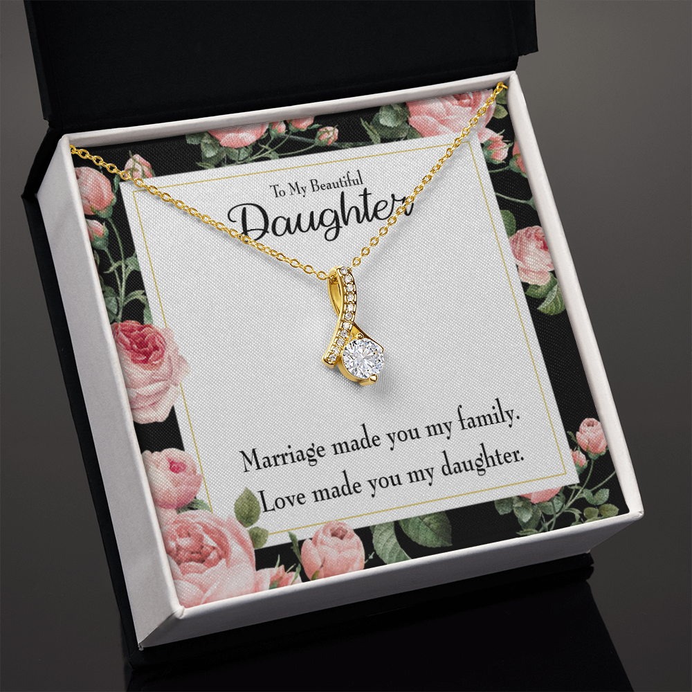 To My Daughter Love Made You My Daughter Alluring Ribbon Necklace Message Card-Express Your Love Gifts