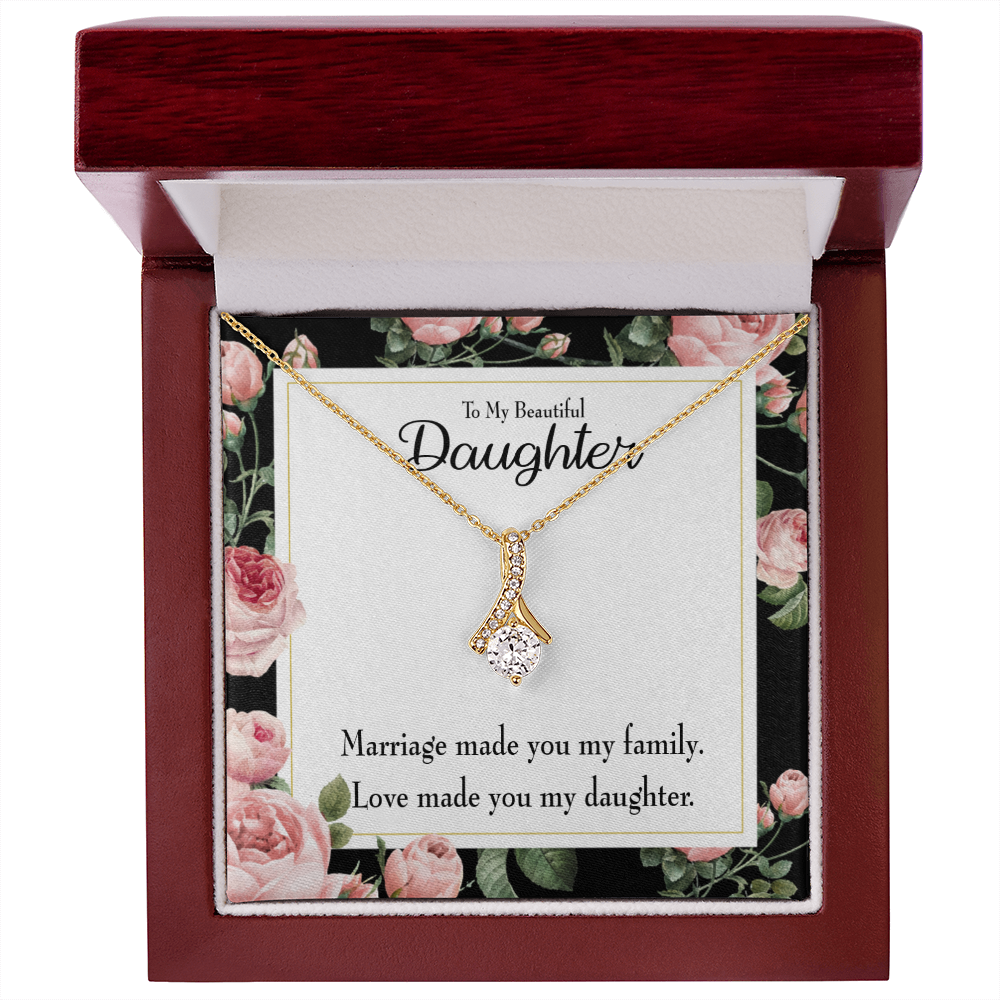 To My Daughter Love Made You My Daughter Alluring Ribbon Necklace Message Card-Express Your Love Gifts