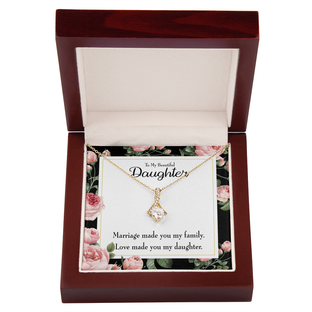 To My Daughter Love Made You My Daughter Alluring Ribbon Necklace Message Card-Express Your Love Gifts