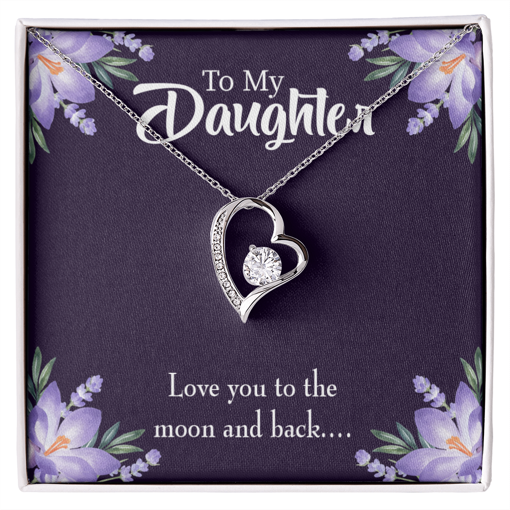 To My Daughter Love You to the Moon and Back Forever Necklace w Message Card-Express Your Love Gifts