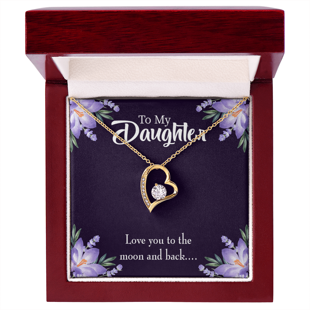 To My Daughter Love You to the Moon and Back Forever Necklace w Message Card-Express Your Love Gifts