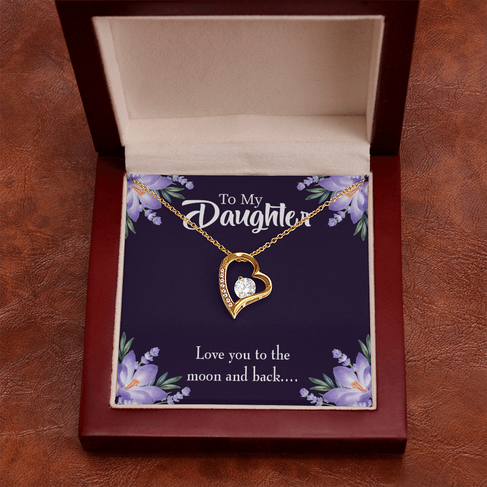 To My Daughter Love You to the Moon and Back Forever Necklace w Message Card-Express Your Love Gifts