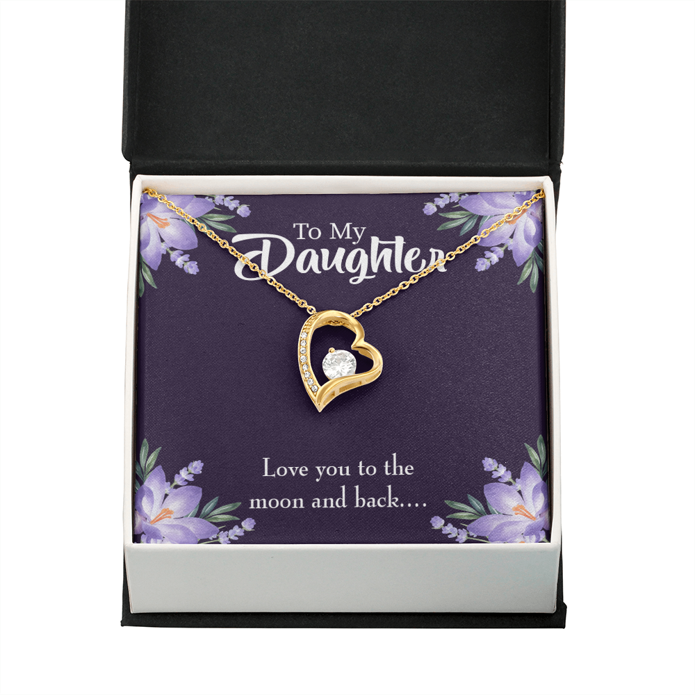 To My Daughter Love You to the Moon and Back Forever Necklace w Message Card-Express Your Love Gifts