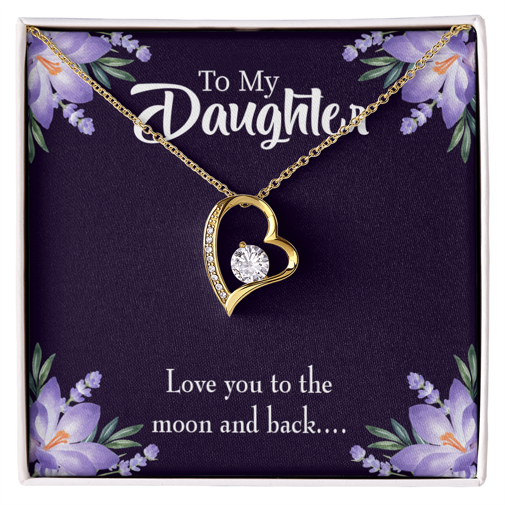 To My Daughter Love You to the Moon and Back Forever Necklace w Message Card-Express Your Love Gifts