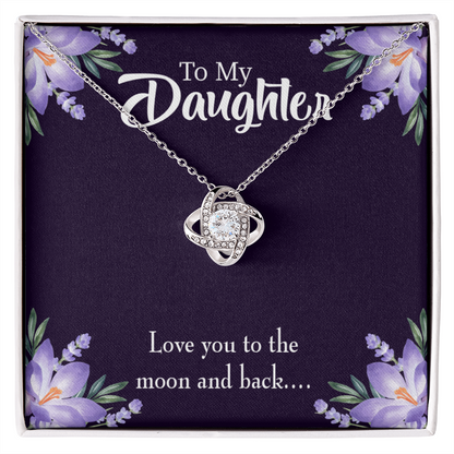 To My Daughter Love You to The Moon and Back Infinity Knot Necklace Message Card-Express Your Love Gifts