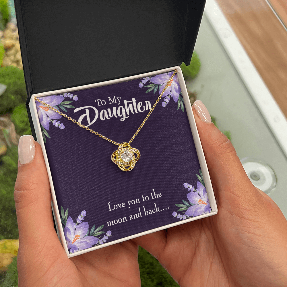 To My Daughter Love You to The Moon and Back Infinity Knot Necklace Message Card-Express Your Love Gifts