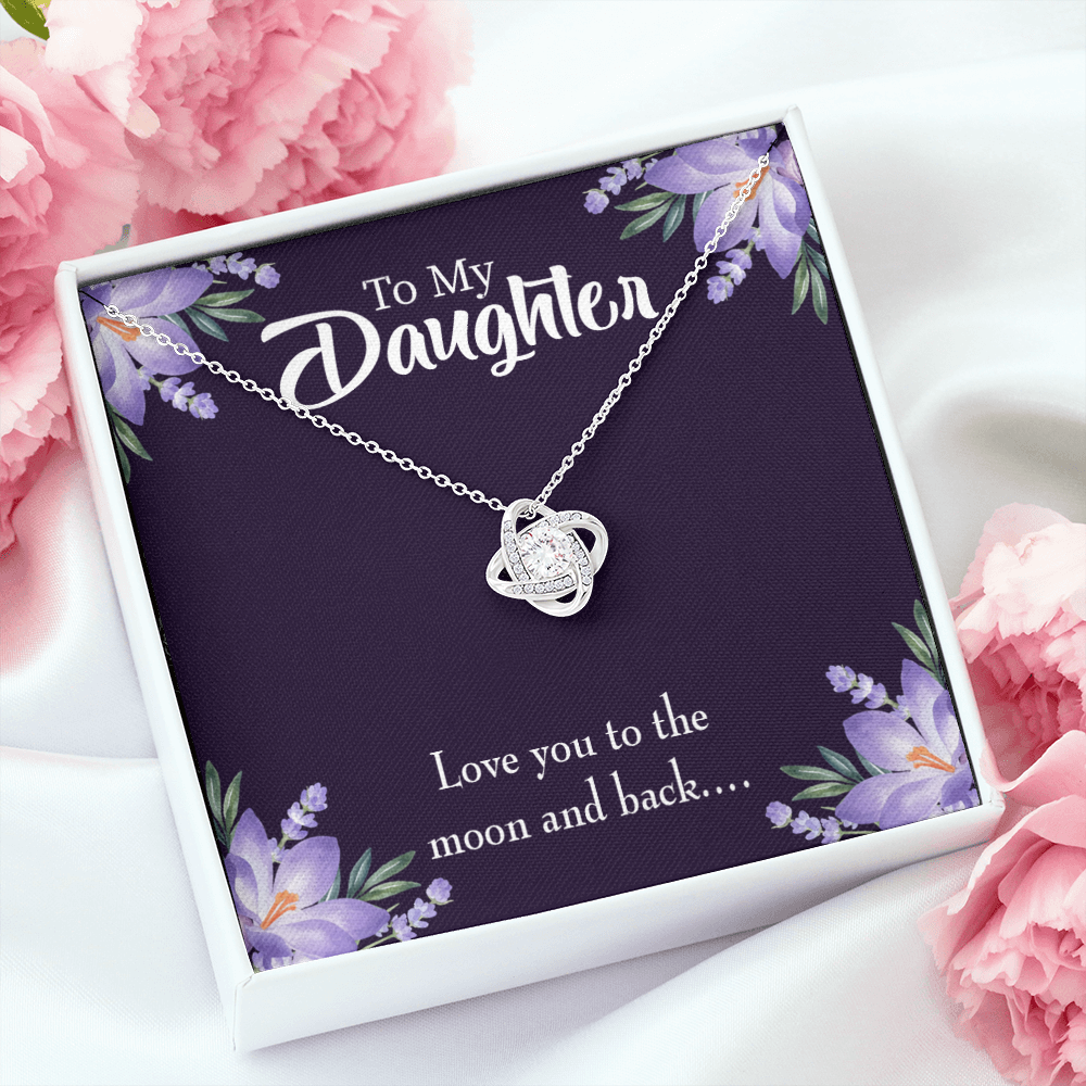 To My Daughter Love You to The Moon and Back Infinity Knot Necklace Message Card-Express Your Love Gifts