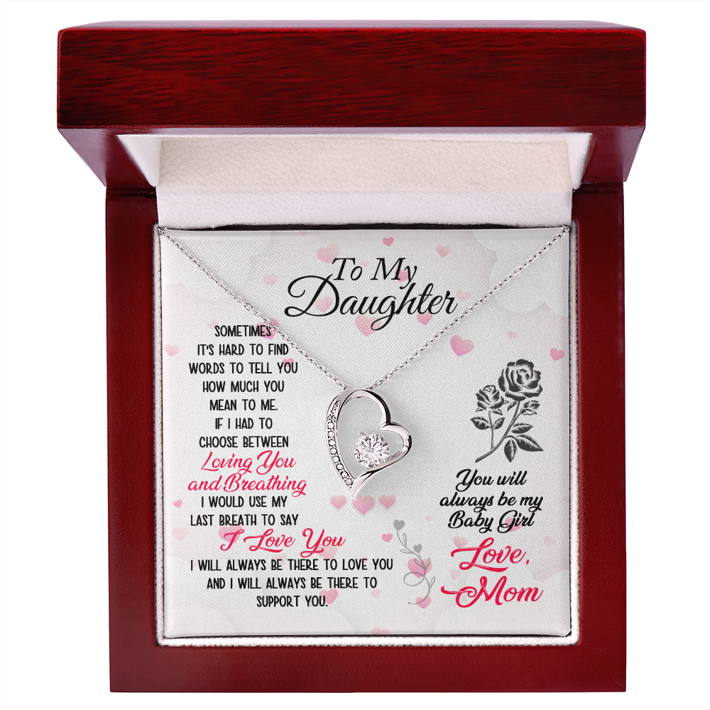 To My Daughter Loving and Breathing Forever Necklace w Message Card-Express Your Love Gifts