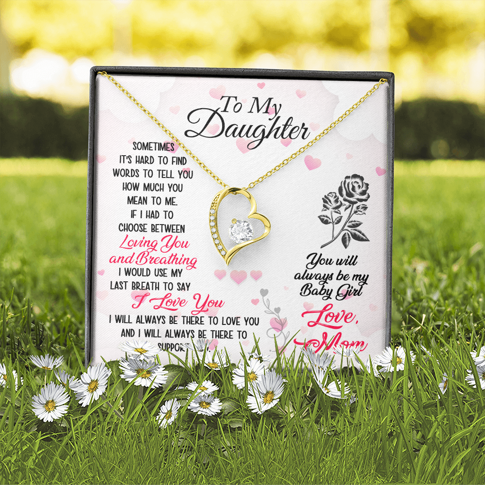 To My Daughter Loving and Breathing Forever Necklace w Message Card-Express Your Love Gifts