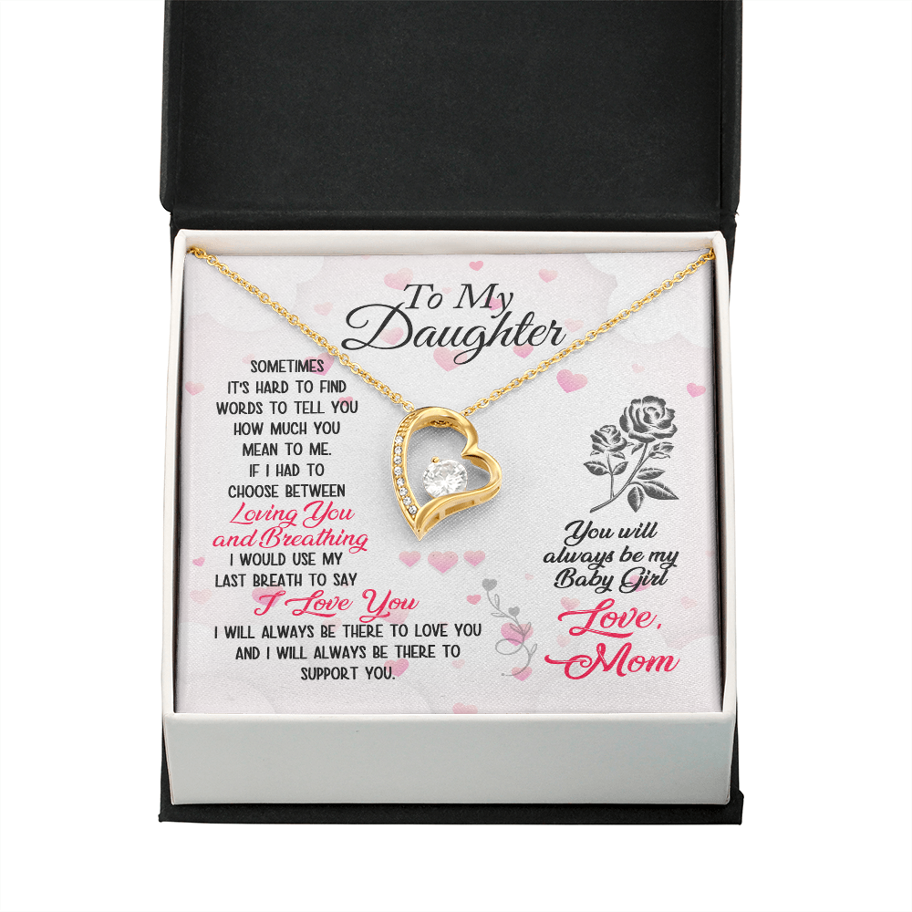 To My Daughter Loving and Breathing Forever Necklace w Message Card-Express Your Love Gifts