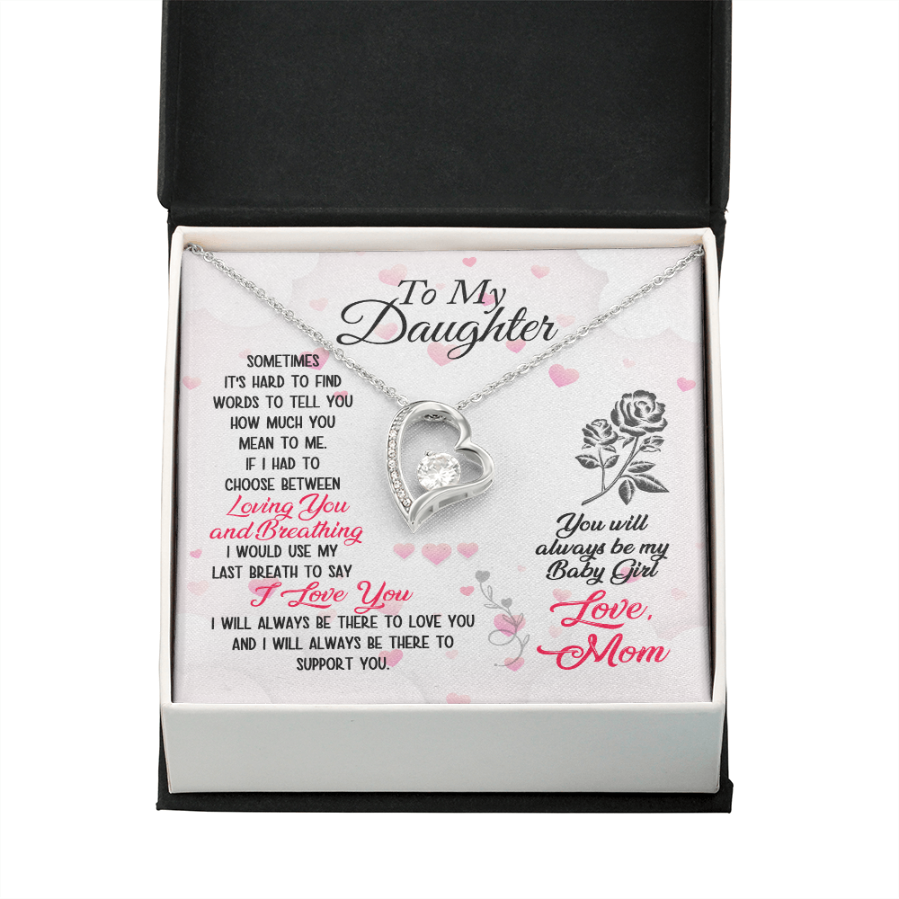 To My Daughter Loving and Breathing Forever Necklace w Message Card-Express Your Love Gifts
