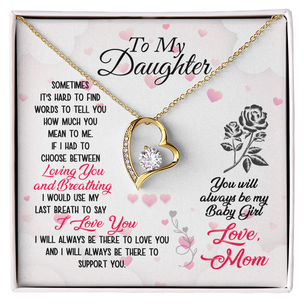 To My Daughter Loving and Breathing Forever Necklace w Message Card-Express Your Love Gifts