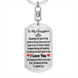 To My Daughter Loving You Keychain Stainless Steel or 18k Gold Dog Tag Keyring-Express Your Love Gifts