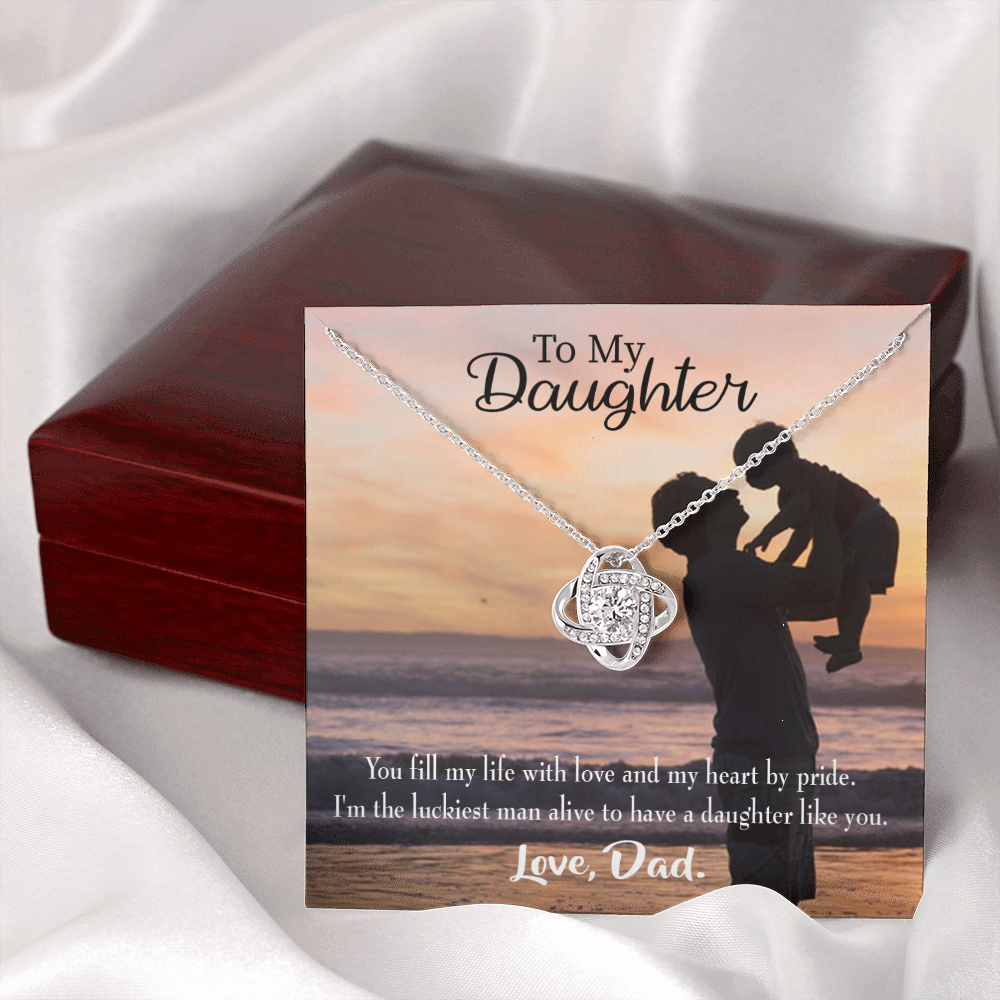 To My Daughter Luckiest Dad Infinity Knot Necklace Message Card-Express Your Love Gifts