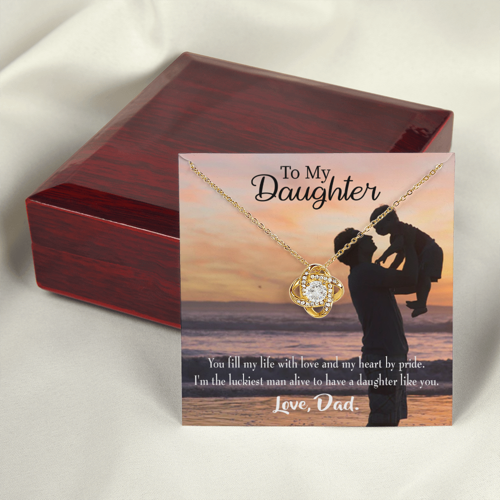 To My Daughter Luckiest Dad Infinity Knot Necklace Message Card-Express Your Love Gifts
