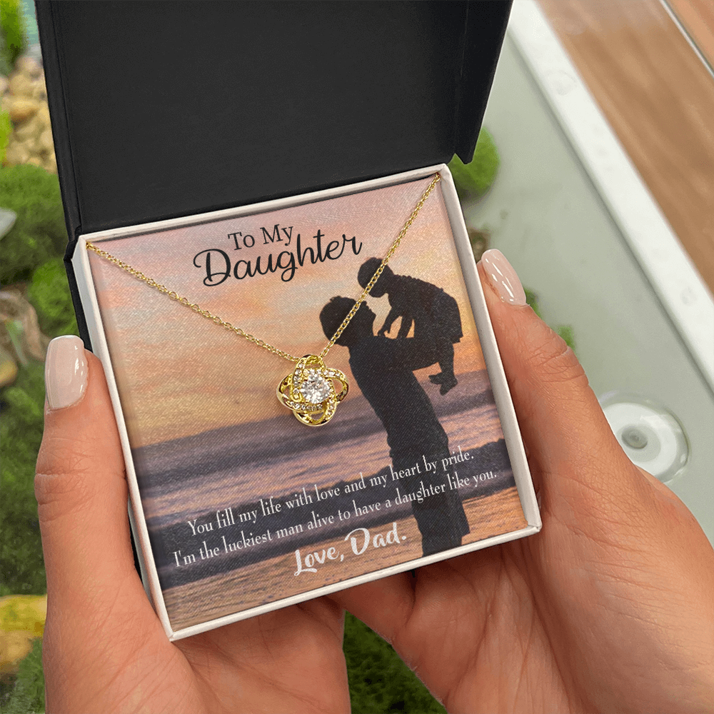 To My Daughter Luckiest Dad Infinity Knot Necklace Message Card-Express Your Love Gifts