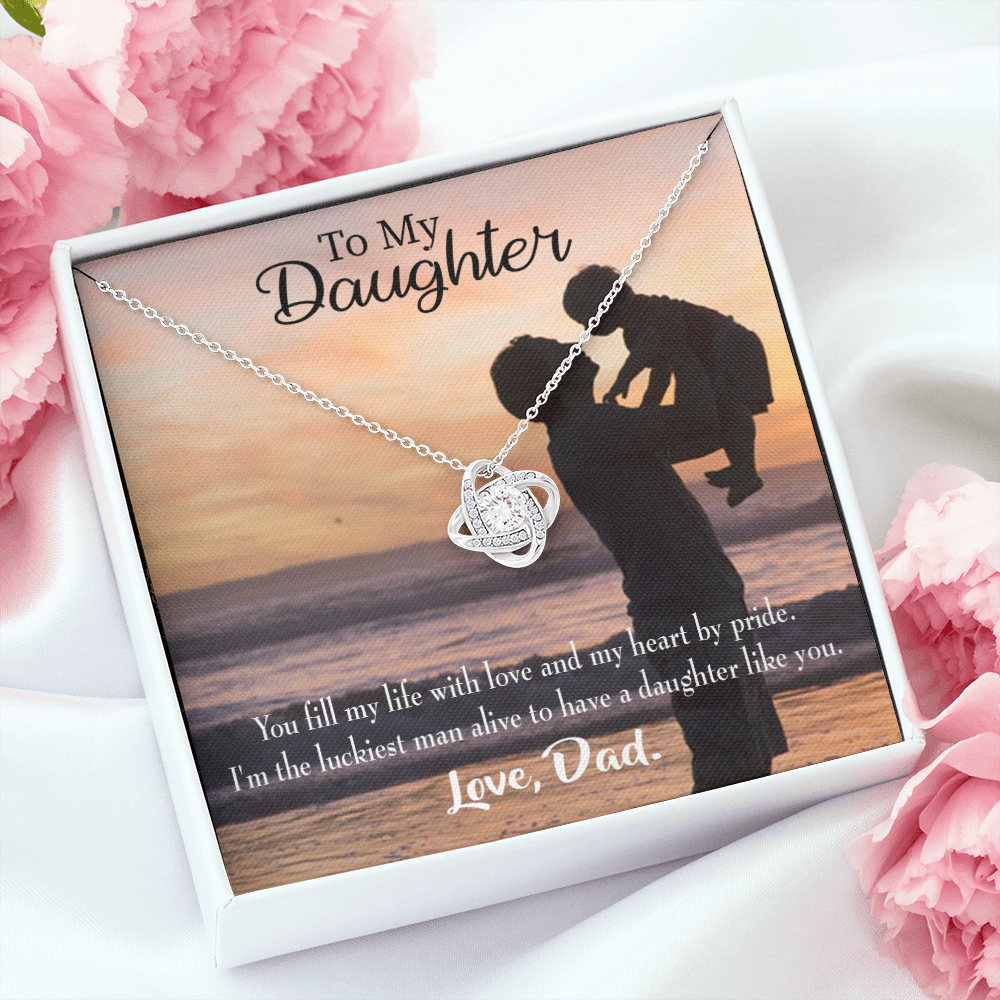 To My Daughter Luckiest Dad Infinity Knot Necklace Message Card-Express Your Love Gifts