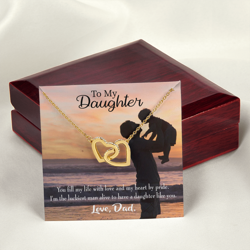 To My Daughter Luckiest Dad Inseparable Necklace-Express Your Love Gifts