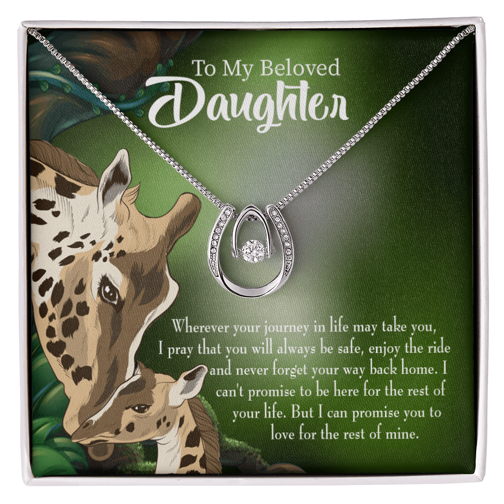 To My Daughter Mom Love You Eternally Lucky Horseshoe Necklace Message Card 14k w CZ Crystals-Express Your Love Gifts