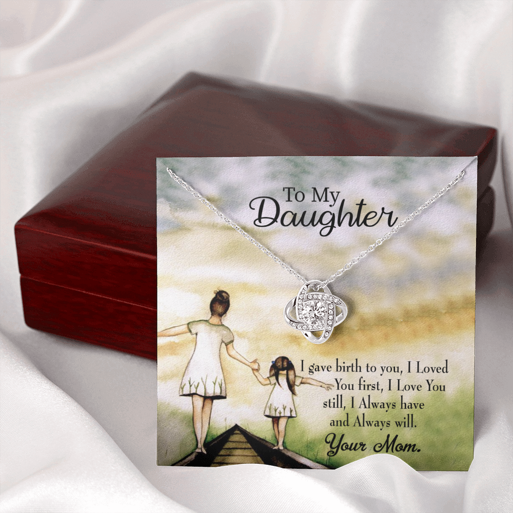 To My Daughter Mom Loved You First Infinity Knot Necklace Message Card-Express Your Love Gifts