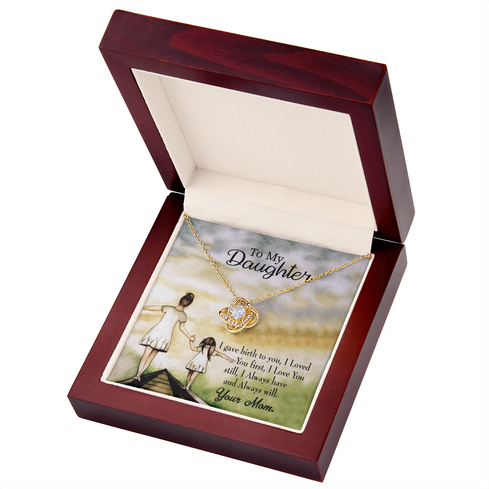 To My Daughter Mom Loved You First Infinity Knot Necklace Message Card-Express Your Love Gifts