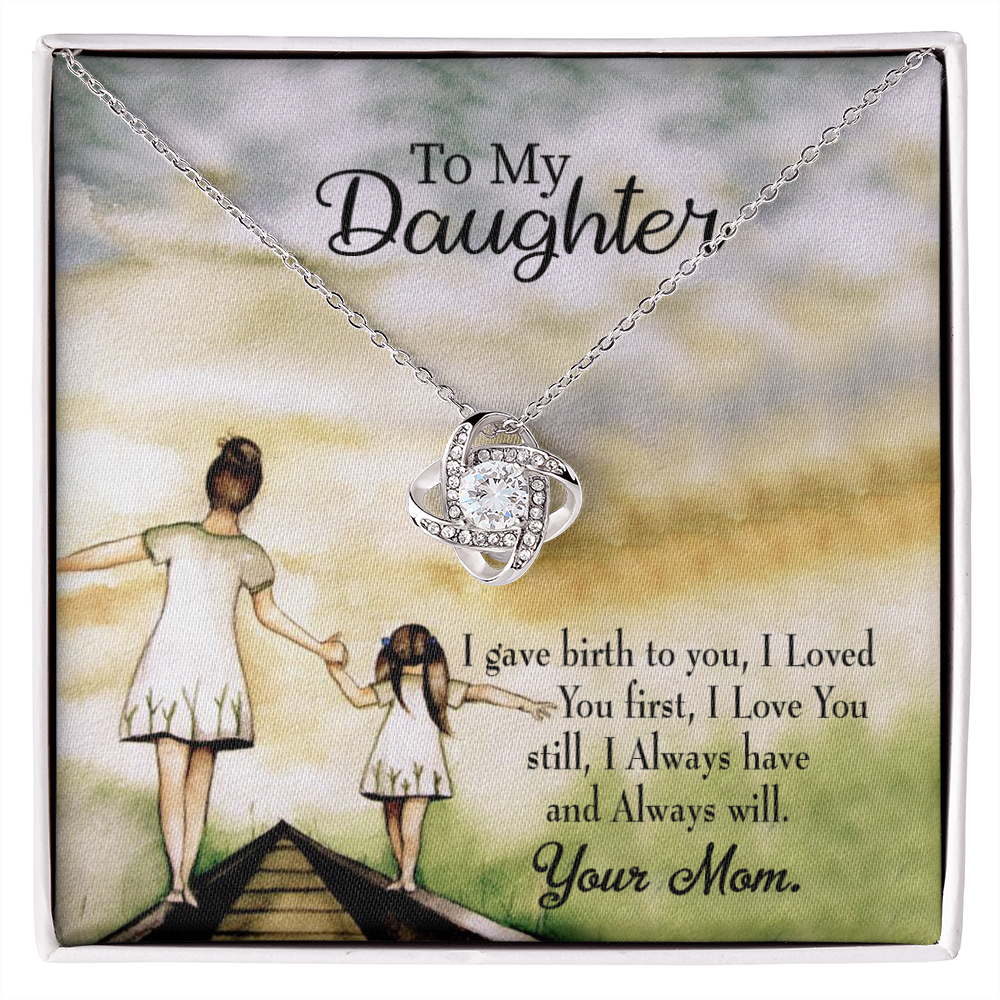 To My Daughter Mom Loved You First Infinity Knot Necklace Message Card-Express Your Love Gifts