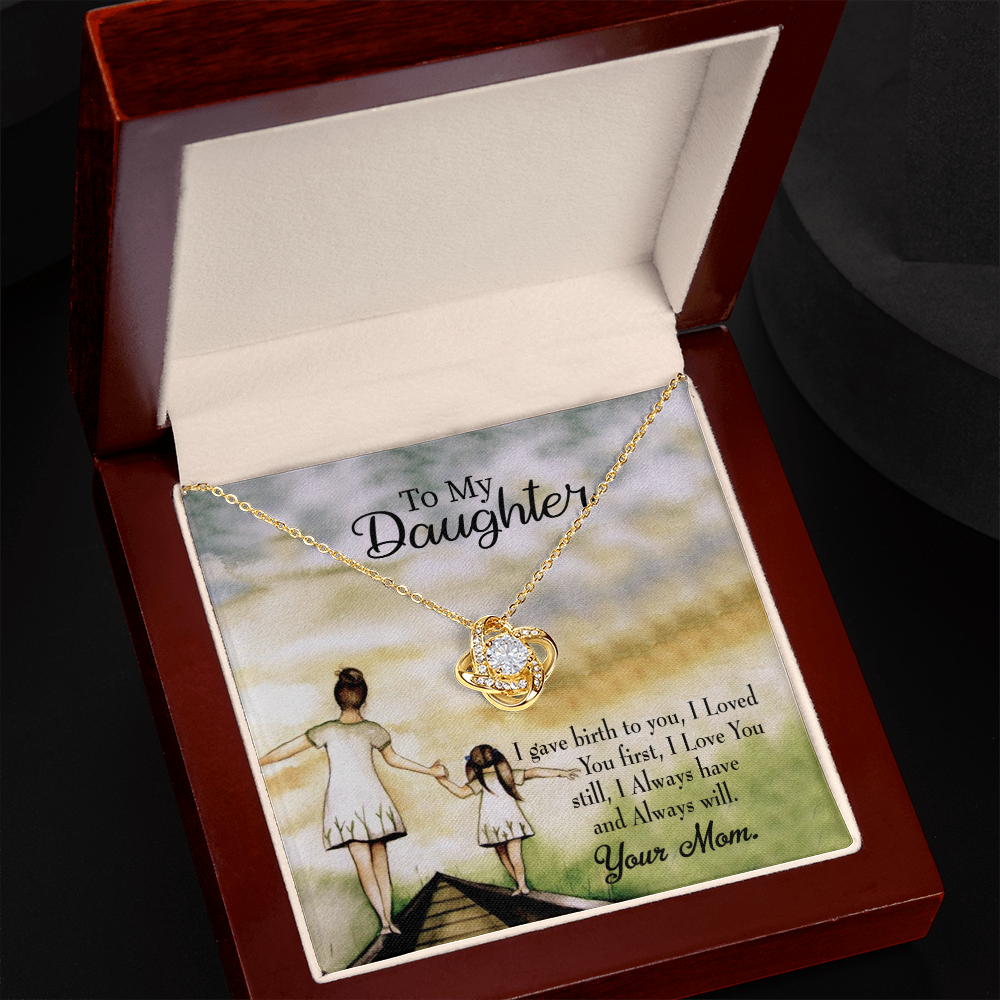 To My Daughter Mom Loved You First Infinity Knot Necklace Message Card-Express Your Love Gifts