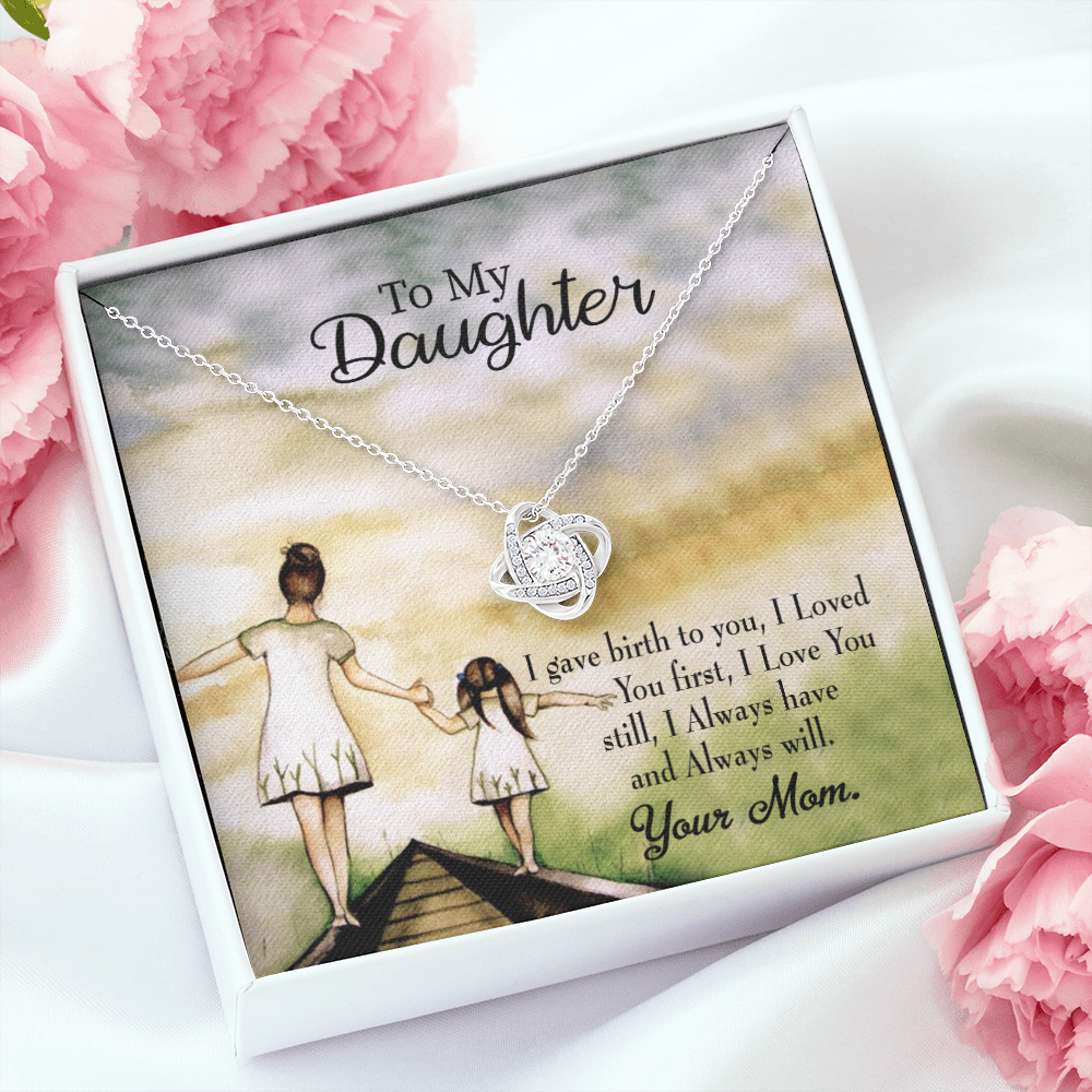 To My Daughter Mom Loved You First Infinity Knot Necklace Message Card-Express Your Love Gifts