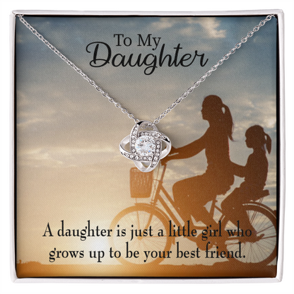 To My Daughter Mom's Little Girl Bestfriend Infinity Knot Necklace Message Card-Express Your Love Gifts