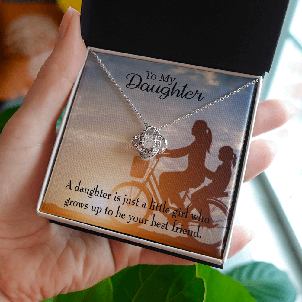 To My Daughter Mom's Little Girl Bestfriend Infinity Knot Necklace Message Card-Express Your Love Gifts