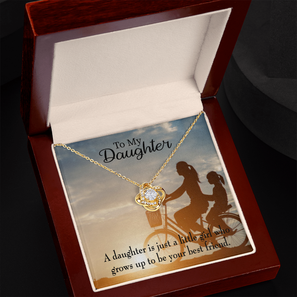 To My Daughter Mom's Little Girl Bestfriend Infinity Knot Necklace Message Card-Express Your Love Gifts