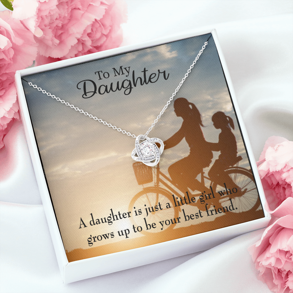 To My Daughter Mom's Little Girl Bestfriend Infinity Knot Necklace Message Card-Express Your Love Gifts