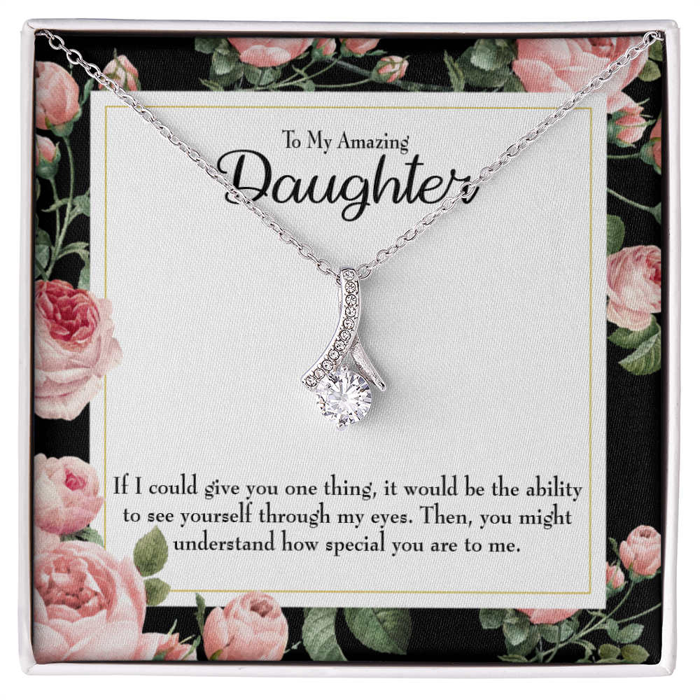 To My Daughter My Amazing Daughter Alluring Ribbon Necklace Message Card-Express Your Love Gifts