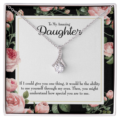 To My Daughter My Amazing Daughter Alluring Ribbon Necklace Message Card-Express Your Love Gifts