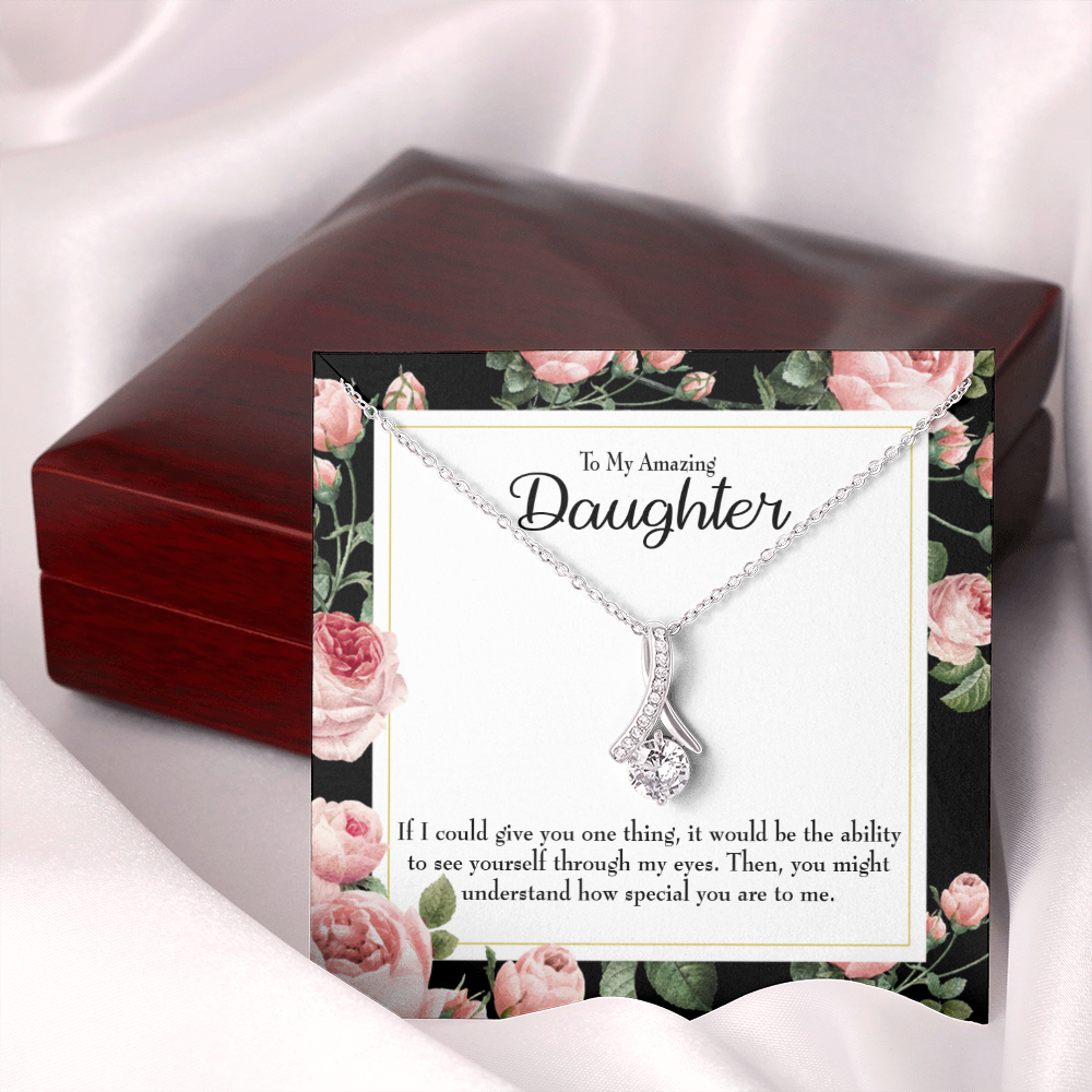 To My Daughter My Amazing Daughter Alluring Ribbon Necklace Message Card-Express Your Love Gifts