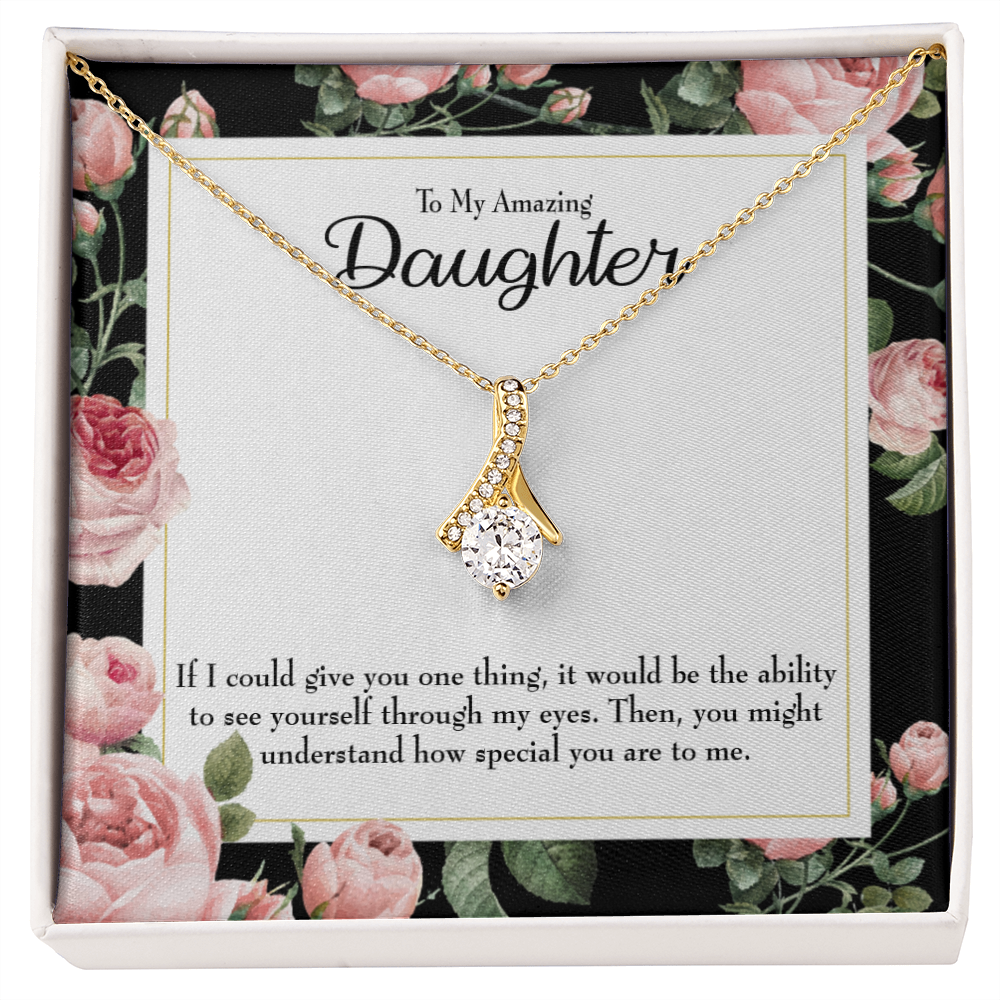 To My Daughter My Amazing Daughter Alluring Ribbon Necklace Message Card-Express Your Love Gifts