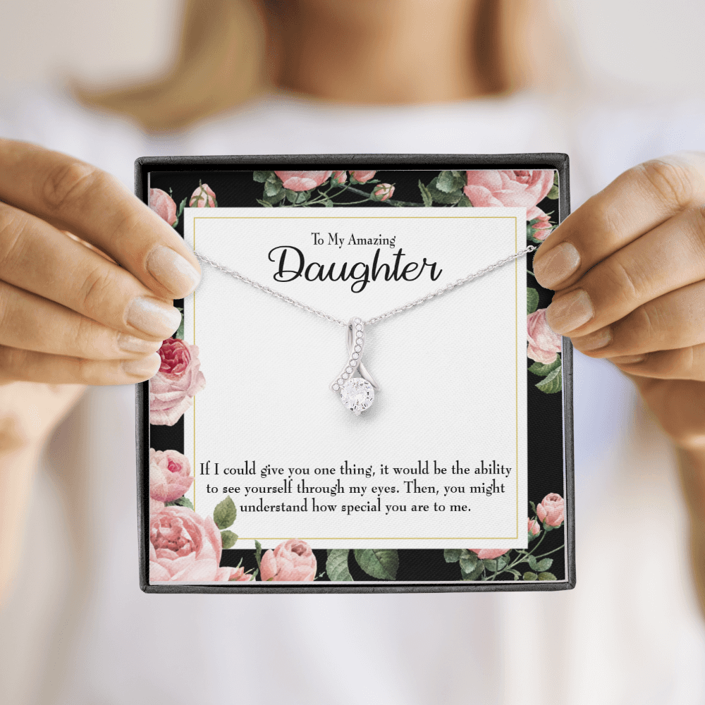 To My Daughter My Amazing Daughter Alluring Ribbon Necklace Message Card-Express Your Love Gifts