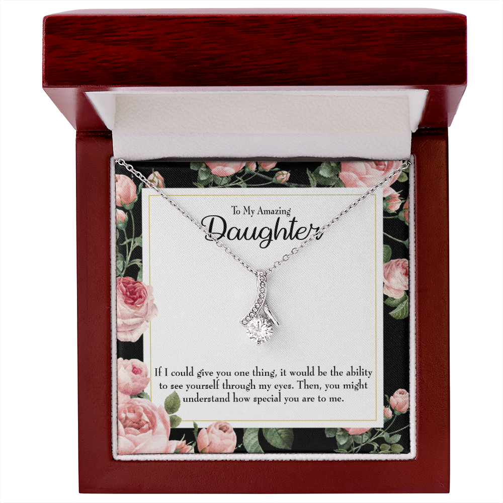 To My Daughter My Amazing Daughter Alluring Ribbon Necklace Message Card-Express Your Love Gifts