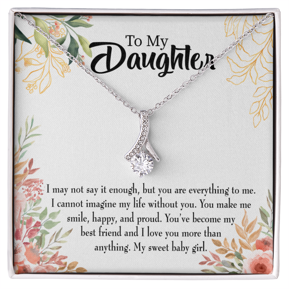 To My Daughter My Sweet Baby Girl Alluring Ribbon Necklace Message Card-Express Your Love Gifts